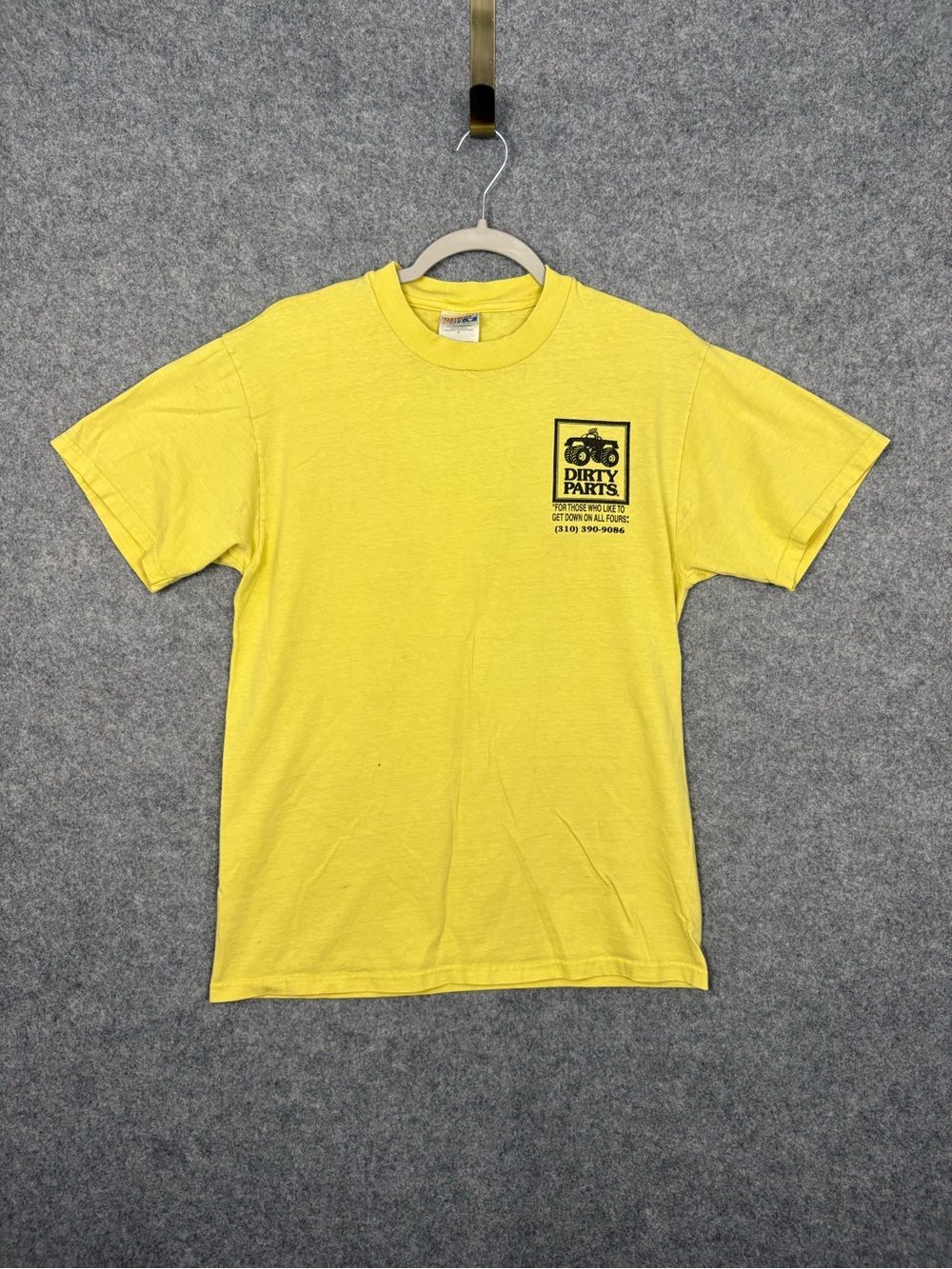Hanes Beefy-T Dirty Parts Monster Truck Graphic T-Shirt Yellow Medium